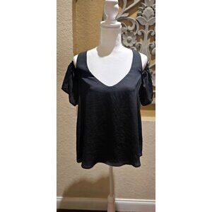 Show Me Your Mumu Hazel Ruffle Top Black Off-The-Shoulder Small